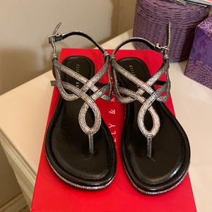 KELLY AND KATIE Super cute. Black and silver sandals!  Brand new…never worn!